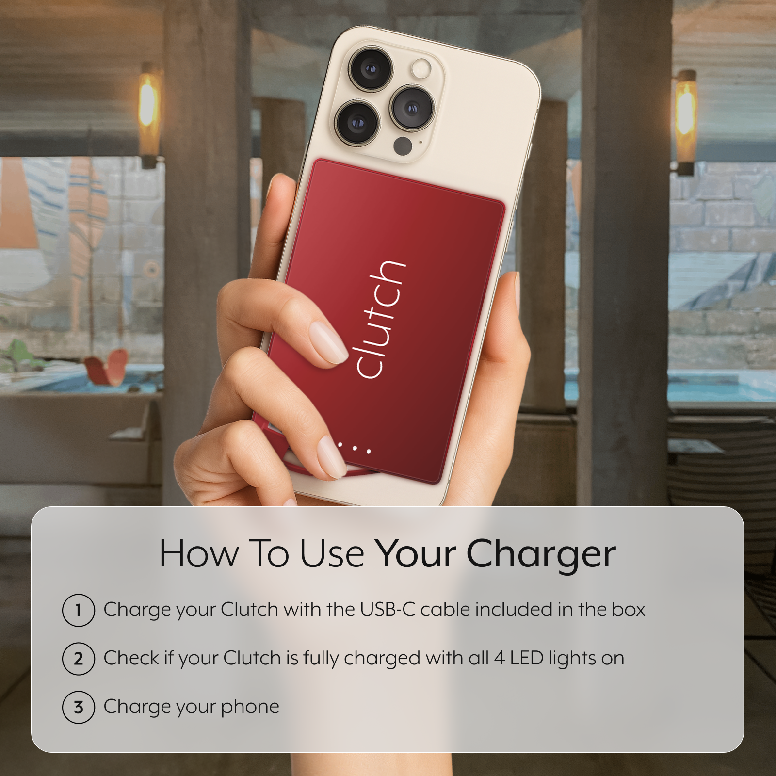 Clutch Pro USB-C - Ultra-Slim, Portable Charger For iPhone & Android Clutch Pro USB-C - Ultra-Slim, Portable Charger For iPhone & Android